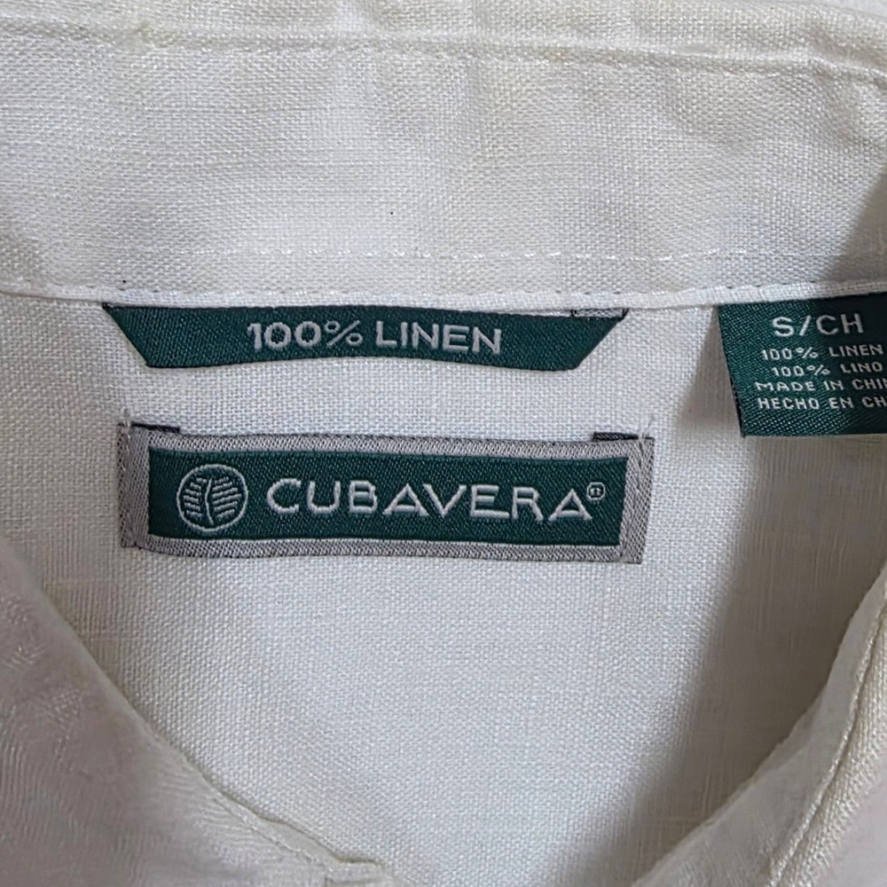 Cubavera Mens Small 100% Linen Short Sleeve Palm Leaf Graphic Button Down Shirt - Picture 4 of 7